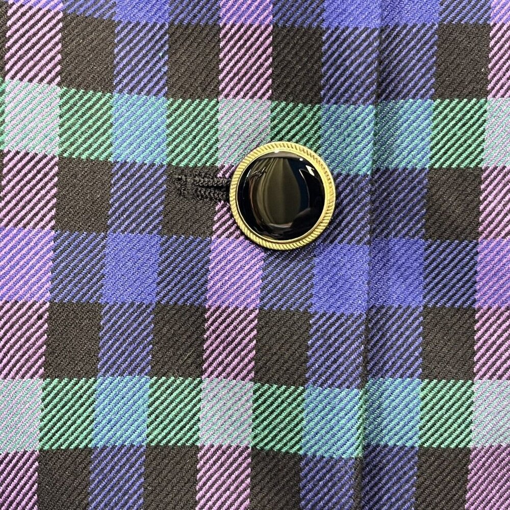 Vintage Fashion Attitudes Bright Plaid Polyester Blend Blazer Women 16 (Large) - Picture 4 of 15